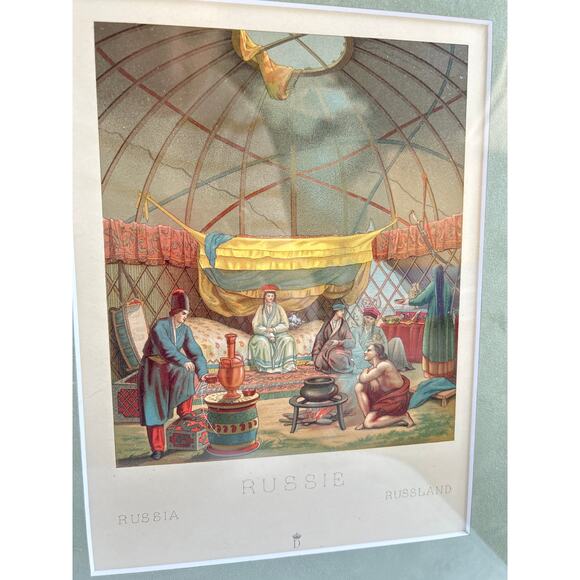 Antique Deyrolle Chromolithograph Prints Russie and Europe Moyen Âge Framed - Picture 2 of 8